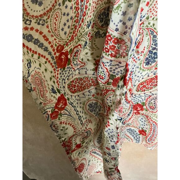 Womens Wallpaper Her Boho Paisley Floral Print V Neck Crochet Trim Kaftan Top S - Picture 3 of 8